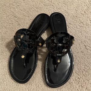 Tory Burch Black Sandals with Iconic Logo